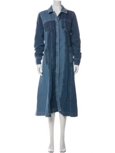Pre-owned Stine Goya Colorblock Pattern Long Dress In Blue