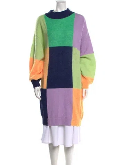 Pre-owned Stine Goya Colorblock Pattern Mini Dress In Green