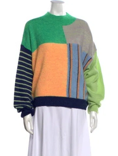 Pre-owned Stine Goya Colorblock Pattern Mock Neck Sweater In Blue/green