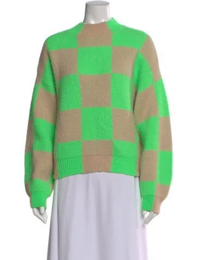 Pre-owned Stine Goya Colorblock Pattern Mock Neck Sweater In Green