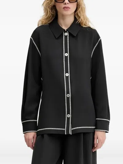Stine Goya Contrast-stitch Button-down Shirt In Black