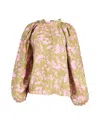 Stine Goya Corinne Floral Foliage Blouse In Green And Pink Modal In Multi