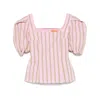 Stine Goya Soft Jacquard Weave Blouson Sleeve Top Wallpaper Stripes