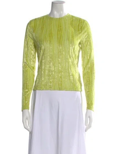 Pre-owned Stine Goya Crew Neck Long Sleeve Top In Green