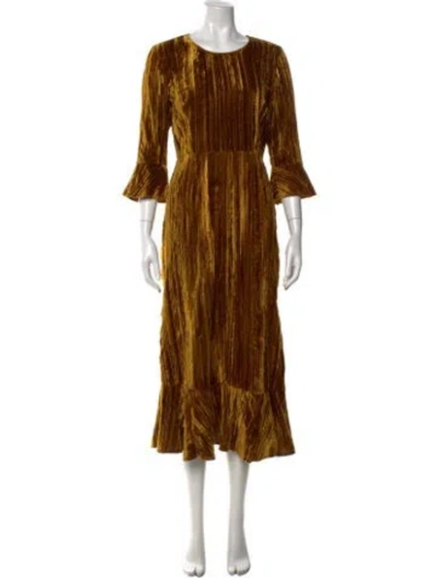Pre-owned Stine Goya Crew Neck Midi Length Dress In Gold