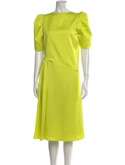 Pre-owned Stine Goya Crew Neck Midi Length Dress In Green