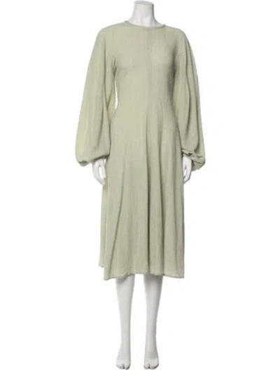Pre-owned Stine Goya Crew Neck Midi Length Dress In Green