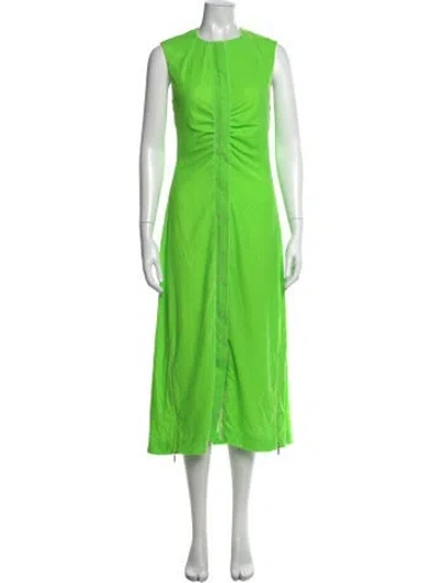 Pre-owned Stine Goya Crew Neck Midi Length Dress In Green