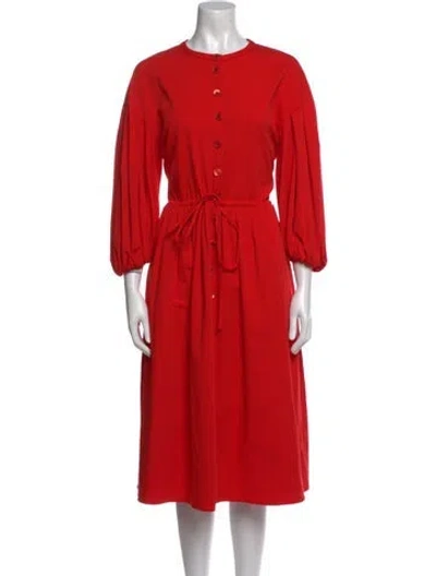 Pre-owned Stine Goya Crew Neck Midi Length Dress In Red