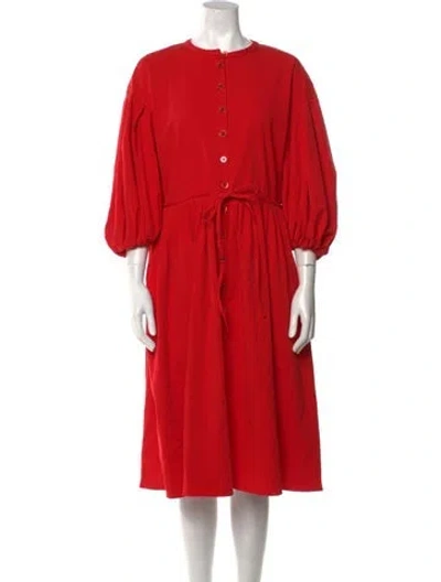 Pre-owned Stine Goya Crew Neck Midi Length Dress In Red