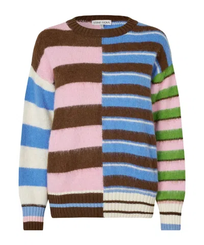 Stine Goya Crew Neck Striped Sweater In Multi