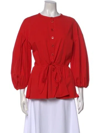 Pre-owned Stine Goya Crew Neck Three-quarter Sleeve Blouse In Red