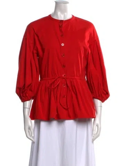 Pre-owned Stine Goya Crew Neck Three-quarter Sleeve Blouse In Red