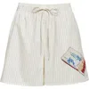 Stine Goya Crisp Stripe Organic Cotton Drawstring Shorts In Matchbox