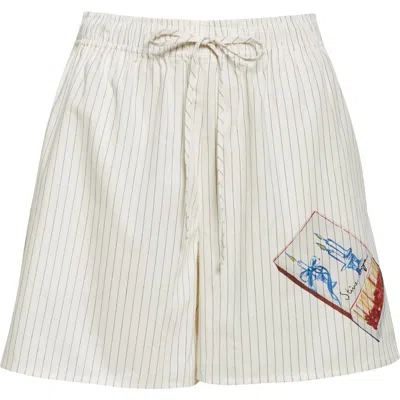 Stine Goya Crisp Stripe Organic Cotton Drawstring Shorts In Matchbox