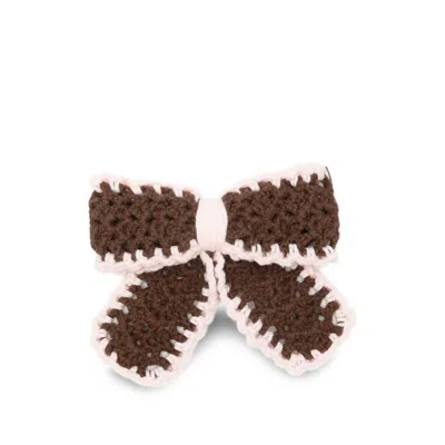 Stine Goya Crochet-knit Bow Hair Clip In Brown