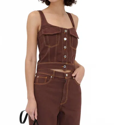 Stine Goya Cropped Denim Bustier Top In Chicory In Brown