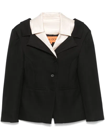 Stine Goya Double-collar Tailored Jacket In Black