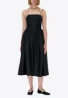 Stine Goya Double Strap Flared Midi Dress In Black