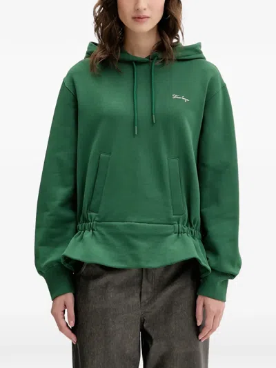 Stine Goya Drawstring-fastening Ruffled Hoodie In Green