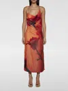 Stine Goya Promise Floral Asymmetric Neck Velvet Midi Slipdress In 白色