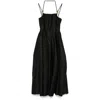Stine Goya Double Strap Flared Midi Dress In Black