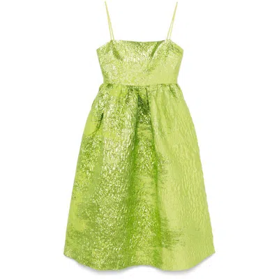 Stine Goya Voluminous Gathered Midi Dress In Green