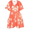 Stine Goya Cali Floral-print Woven Dress In Orange/neutrals
