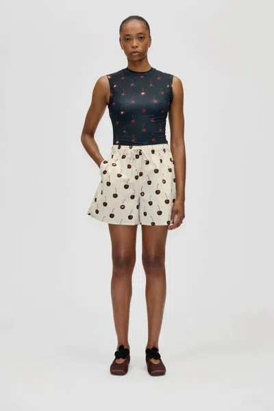 Stine Goya Elastic Crewneck Tank Top In Cherries In Multi
