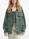 Stine Goya Embellished Button Top In Green