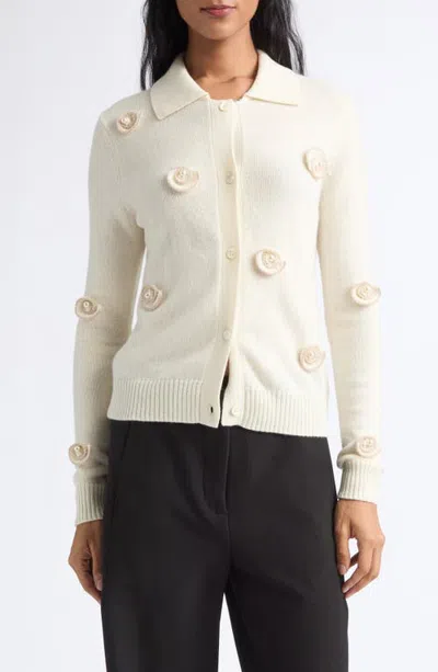 Stine Goya Embellished Shell Appliqué Cardigan In White