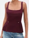 Stine Goya Fitted Waist Top In Aubergine In Burgundy