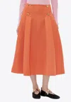 Stine Goya Flared Midi Skirt With Pleats In Orange