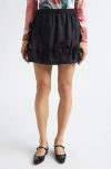 Stine Goya Floral Applique Organic Cotton Miniskirt In Black