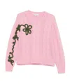 Stine Goya Floral Crew Neck Sweater In Pink