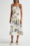 Stine Goya Floral Cutout Detail Midi Dress In Neutral