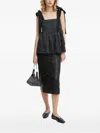 Stine Goya Womens Jet Black Contrasted Shoulder-straps Recycled-polyester Blend Top In Black