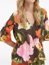 Stine Goya Floral-pattern Short-sleeve Blouse In Brown
