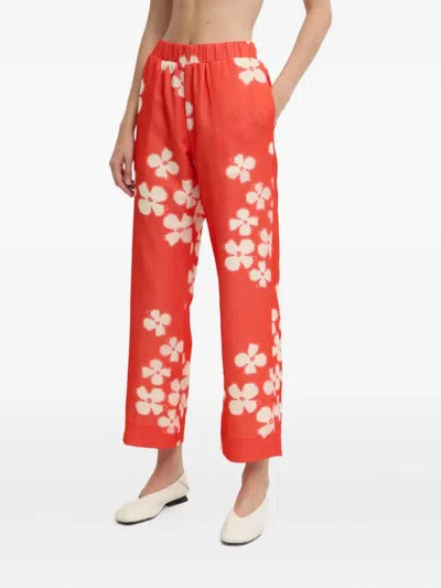Stine Goya Floral-pattern Trousers In Red