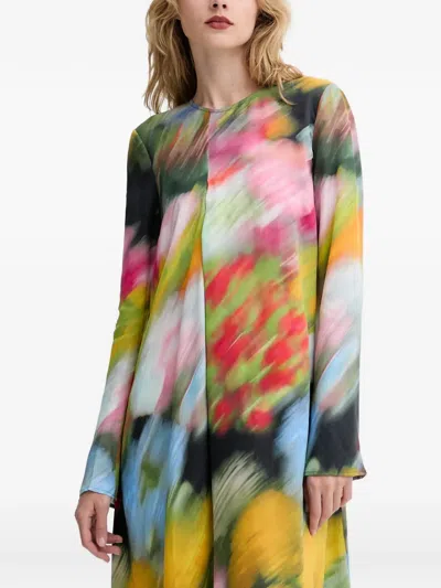 Stine Goya Floral-print Asymmetric Dress In Green