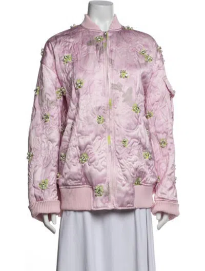 Pre-owned Stine Goya Floral Print Bomber Jacket W/ Tags In Pink