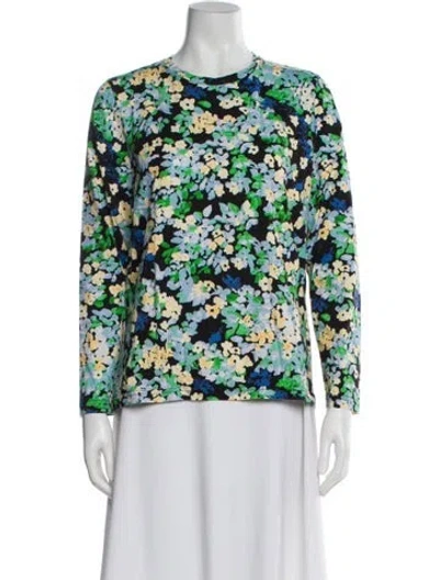 Pre-owned Stine Goya Floral Print Crew Neck Top In Black