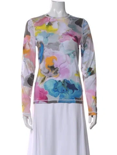 Pre-owned Stine Goya Floral Print Crew Neck Top In Black