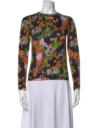 Pre-owned Stine Goya Floral Print Crew Neck Top In Black