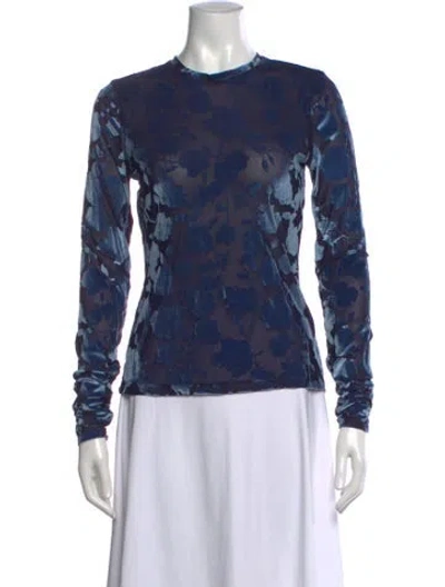 Pre-owned Stine Goya Floral Print Crew Neck Top In Blue