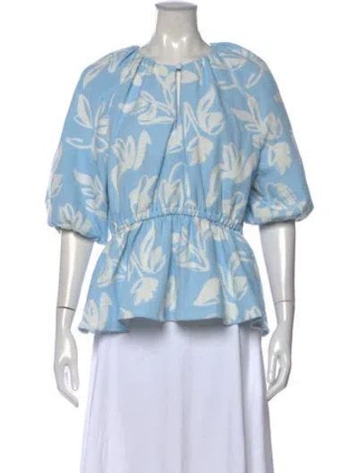 Pre-owned Stine Goya Floral Print Crew Neck Top In Blue