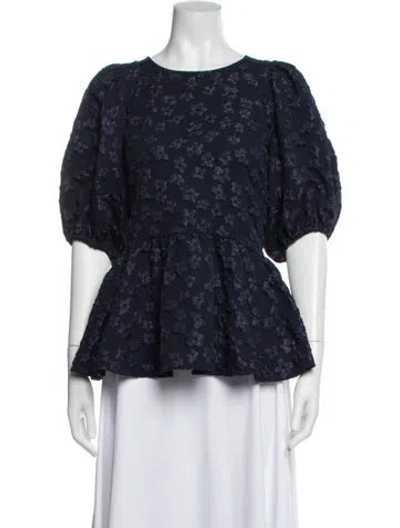 Pre-owned Stine Goya Floral Print Crew Neck Top In Blue