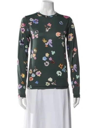 Pre-owned Stine Goya Floral Print Crew Neck Top In Green