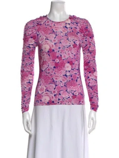 Pre-owned Stine Goya Floral Print Crew Neck Top In Pink