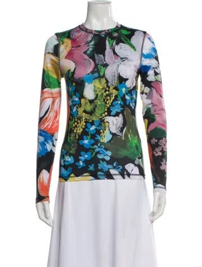 Pre-owned Stine Goya Floral Print Crew Neck Top In White